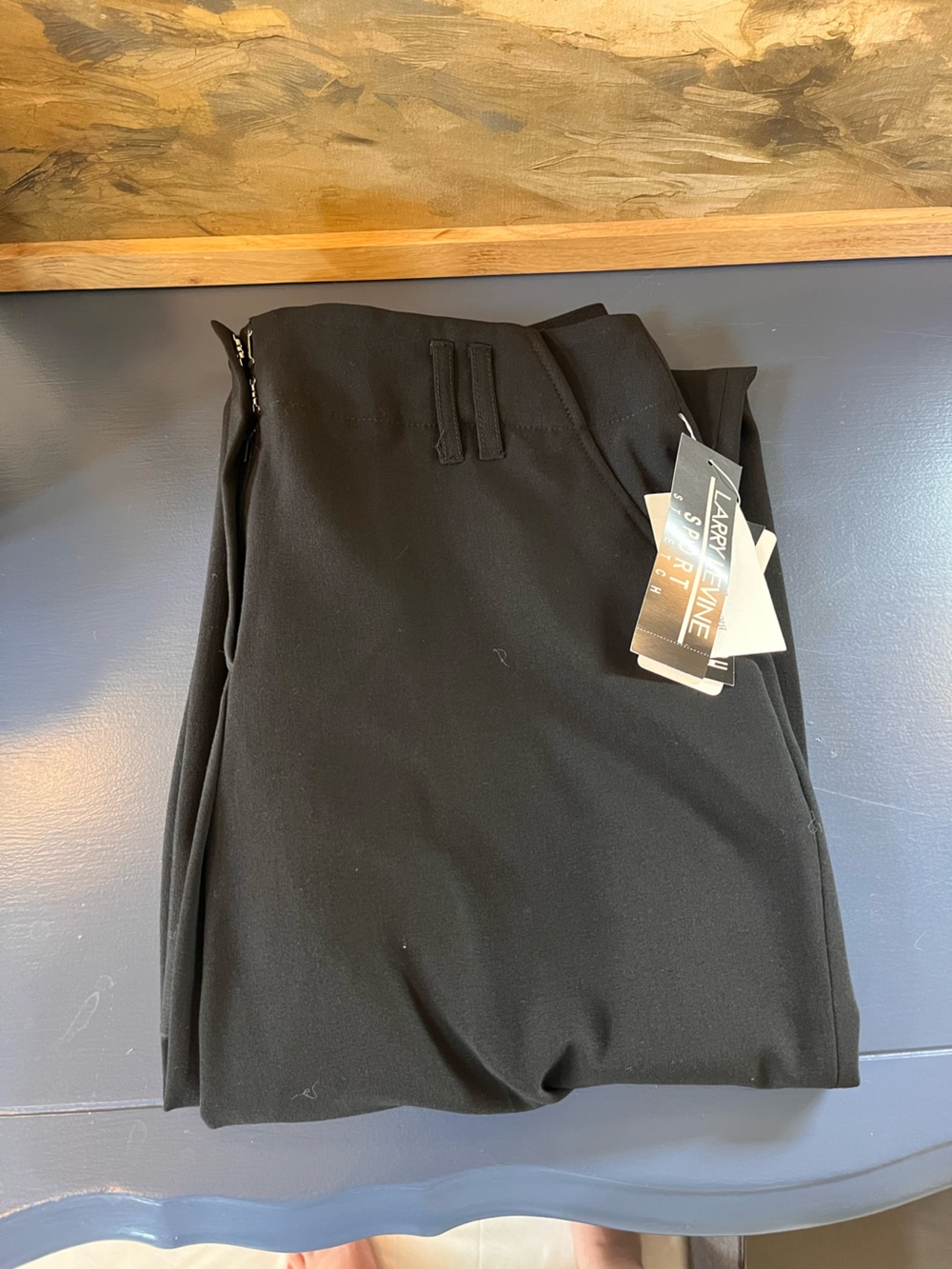 NWT Larry Levine Black Straight Leg Dress Pants Size 12